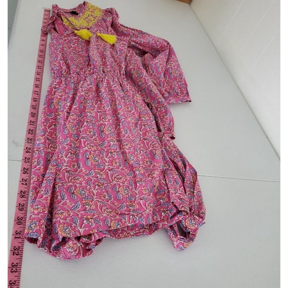 J Crew Womens Pink Floral Embroidered Tassel Romper Size 4 Long Sleeve Pockets - Picture 9 of 11